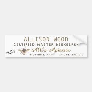 BEEKEEPER BUMPER STICKER with Honeybee Autoaufkleber