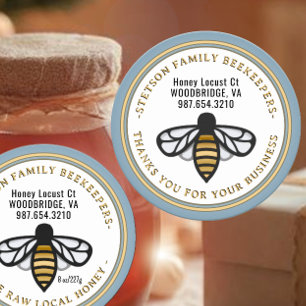 BEEKEEPER BUSINESS HONEYBEE LOGO DANKE RUNDER AUFKLEBER