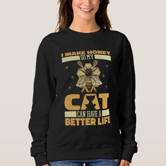 Beekeeper Cat Bee Honey  Honeycomb Beekeeping Sweatshirt (Vorderseite)