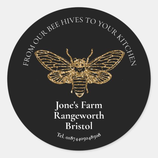 Beekeeper Gold Honey Stickers –Classic Round Honey (Vorderseite)
