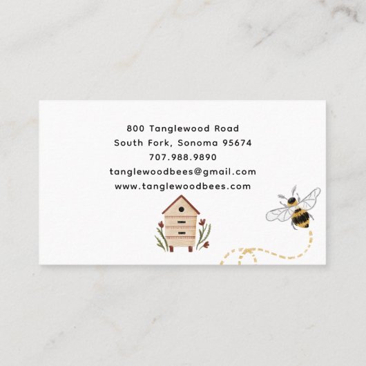 Beekeeper Honey Products Visitenkarte (Rückseite)