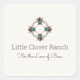 Beekeeper Honeycomb Jar Label Quadratischer Aufkleber