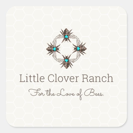 Beekeeper Honeycomb Jar Label Quadratischer Aufkleber (Vorderseite)