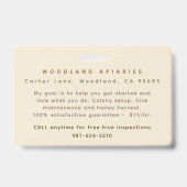 BEEKEEPER ID Abzeichen mit Rose Blume und Bienen Ausweis (Rückseite)