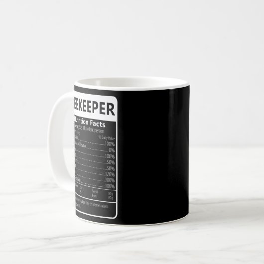 BEEKEEPER Nutrition Fakten sarkastisch grafisch Kaffeetasse (Vorderseite Links)