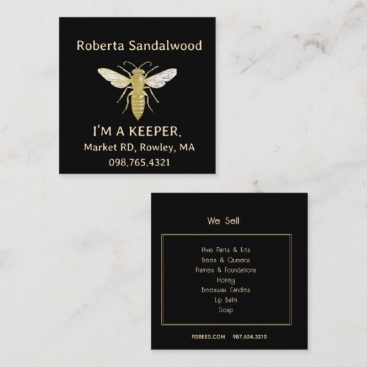 Beekeeper's I'M KEEPER Queen Bee Business Card Quadratische Visitenkarte (Vorne/Hinten)