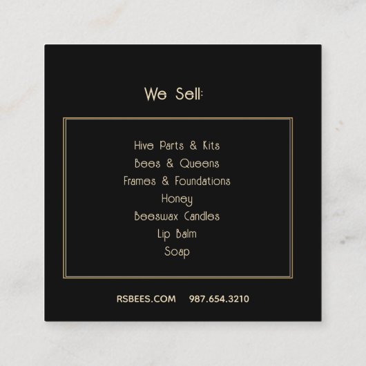 Beekeeper's I'M KEEPER Queen Bee Business Card Quadratische Visitenkarte (Rückseite)