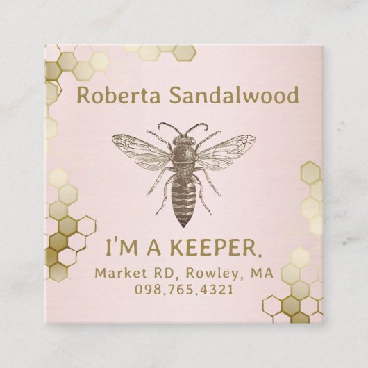 Beekeeper's I'M KEEPER Queen Bee Business Card Quadratische Visitenkarte (Vorderseite)