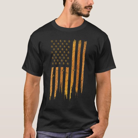 Beekeeping American Flag Honeycomb Honey Bees Beek T-Shirt (Vorderseite)