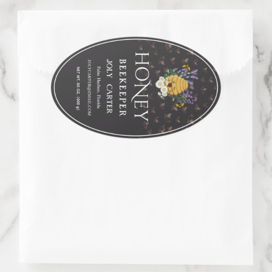 Beekeeping Honey Labels | Honeybee & Honeycomb Des Ovaler Aufkleber (Tasche)