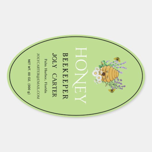 Beekeeping Honey Labels | Honeybee & Honeycomb Des Ovaler Aufkleber (Vorderseite)