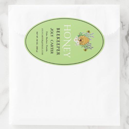 Beekeeping Honey Labels | Honeybee & Honeycomb Des Ovaler Aufkleber (Tasche)