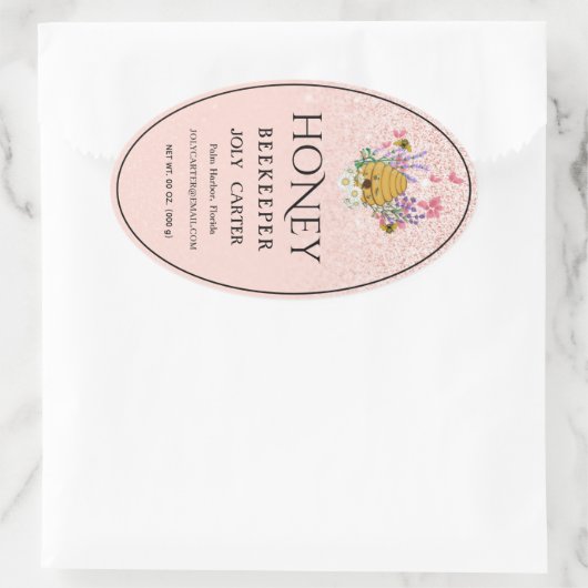 Beekeeping Honey Labels | Honeybee & Honeycomb Des Ovaler Aufkleber (Tasche)