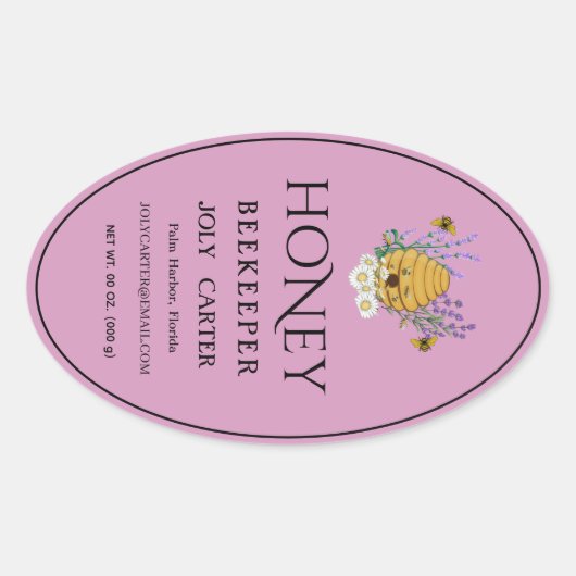 Beekeeping Honey Labels | Honeybee & Honeycomb Des Ovaler Aufkleber (Vorderseite)