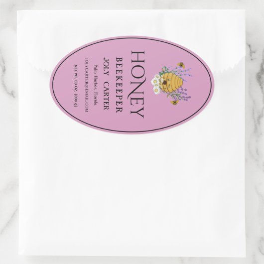 Beekeeping Honey Labels | Honeybee & Honeycomb Des Ovaler Aufkleber (Tasche)