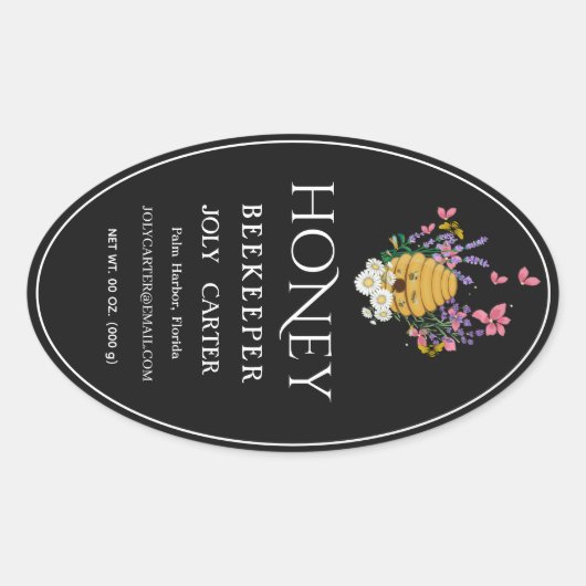 Beekeeping Honey Labels | Honeybee & Honeycomb Des Ovaler Aufkleber (Vorderseite)