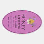 Beekeeping Honey Labels | Honeybee & Honeycomb Des Ovaler Aufkleber (Vorderseite)