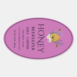 Beekeeping Honey Labels | Honeybee & Honeycomb Des Ovaler Aufkleber