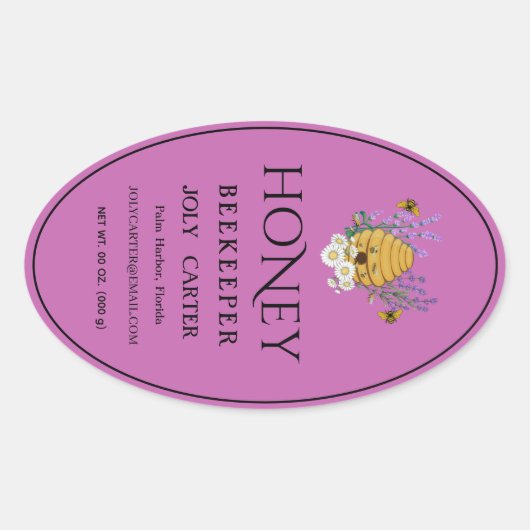 Beekeeping Honey Labels | Honeybee & Honeycomb Des Ovaler Aufkleber (Vorderseite)