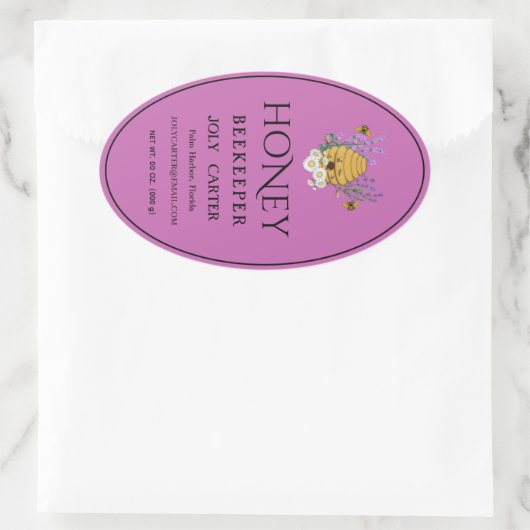 Beekeeping Honey Labels | Honeybee & Honeycomb Des Ovaler Aufkleber (Tasche)