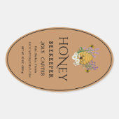 Beekeeping Honey Labels | Honeybee & Honeycomb Des Ovaler Aufkleber (Vorderseite)