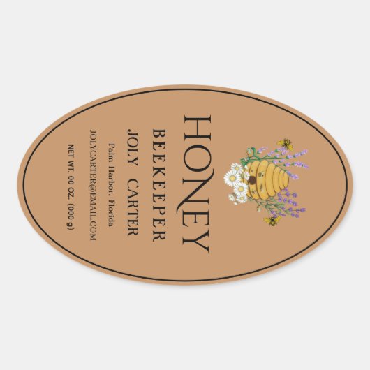 Beekeeping Honey Labels | Honeybee & Honeycomb Des Ovaler Aufkleber (Vorderseite)