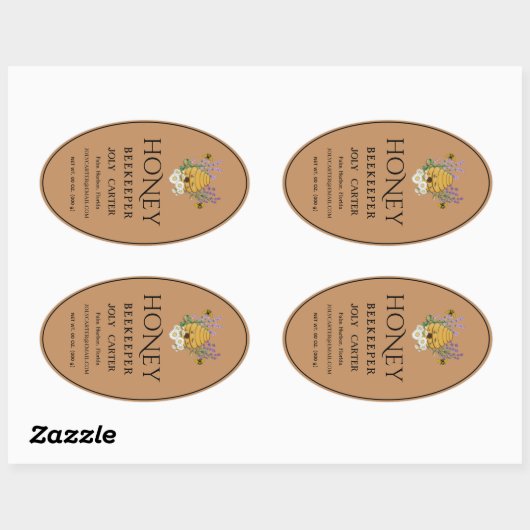 Beekeeping Honey Labels | Honeybee & Honeycomb Des Ovaler Aufkleber (Blatt)