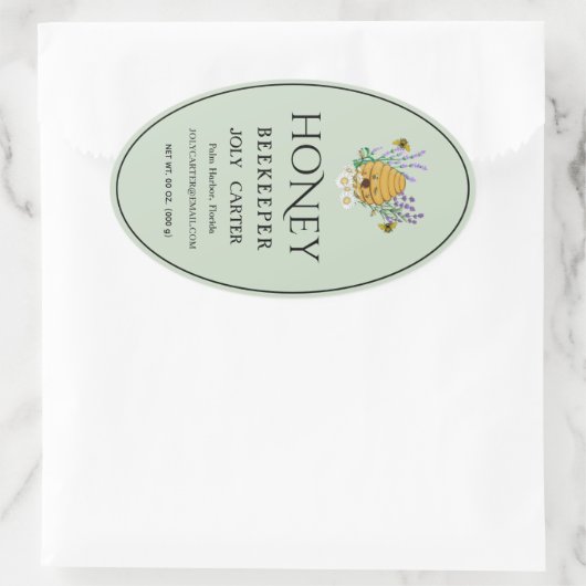 Beekeeping Honey Labels | Honeybee & Honeycomb Des Ovaler Aufkleber (Tasche)
