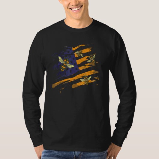 Beekeeping Usa Flag Apiarist Bee Hive Patriotic Be T-Shirt (Vorderseite)