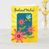 Beelated Birthday Wünsche mit Bienen und Blume Karte (Gelbe Blume)