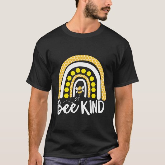 Been Kind Rainbow Bumble Bee Honeycomb Yellow Hone T-Shirt (Vorderseite)