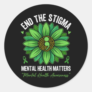 Beende Das Stigma Green Flower Psychische Gesundhe Runder Aufkleber