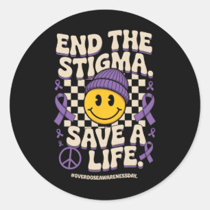 Beende Das Stigma Rette Ein Leben Groovy Überdosis Runder Aufkleber