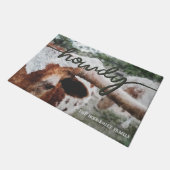 Beenden Impressionist Painted Longhorn Fußmatte (Schrägansicht)