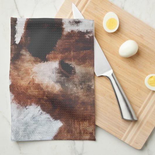 Beenden Impressionist Painted Longhorn Geschirrtuch (Viertel Falte)