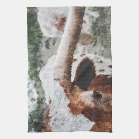 Beenden Impressionist Painted Longhorn Geschirrtuch (Vertikal)