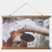 Beenden Impressionist Painted Longhorn Wandteppich Mit Holzrahmen (Vorne)