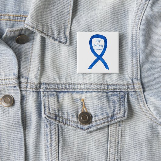 Beenden Sie das Bullying Awareness Blue Ribbon Cus Button (Beispiel)