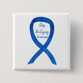 Beenden Sie das Bullying Awareness Blue Ribbon Cus Button (Vorderseite)