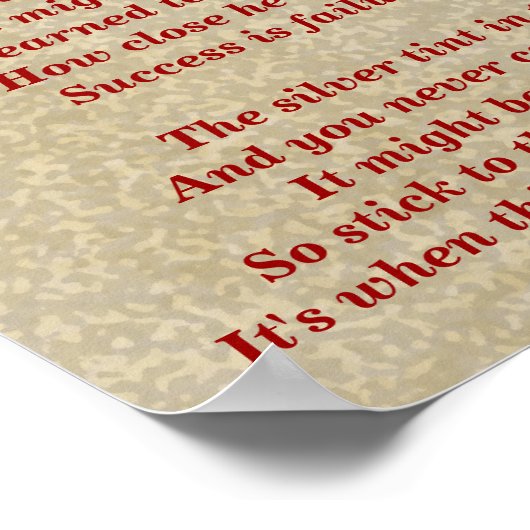 Beenden Sie das Gedicht nicht Poster (Ecke)