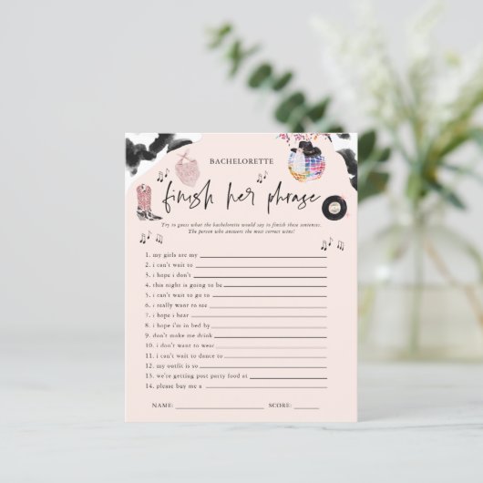 Beenden Sie das Phrase Disco Cowgirl Bachelorette (Stehend Vorderseite)