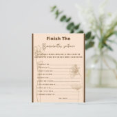 Beenden Sie das Sentence Party-Spiel des Bachelore Begleitkarte (Stehend Vorderseite)