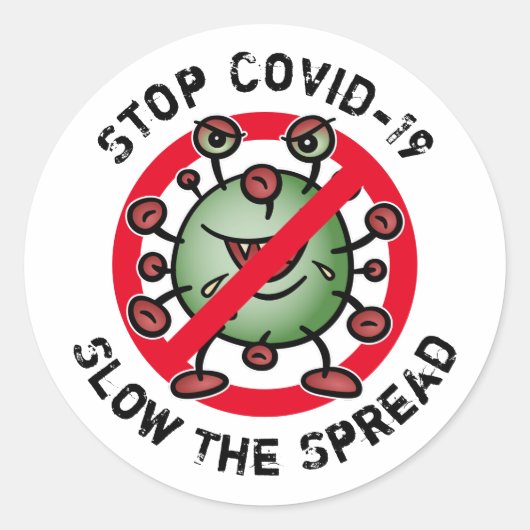 Beenden Sie den Covid-19 Corona-Virus Funny Cartoo Runder Aufkleber (Vorderseite)