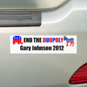 Beenden Sie den Duopoly - Gary Johnson 2012 Autoaufkleber (Auf Auto)