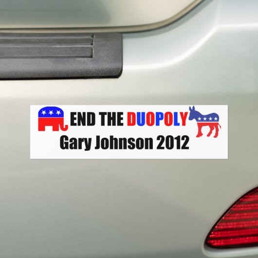 Beenden Sie den Duopoly - Gary Johnson 2012 Autoaufkleber (Auf Auto)