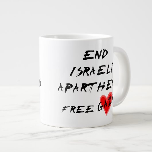 Beenden Sie den israelischen Apartheid-Freien Gaza Jumbo-Tasse (Vorderseite Rechts)