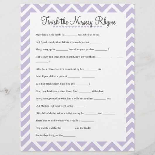 Beenden Sie den Kinderzimmer Rhyme Baby Duschgame (Vorderseite)