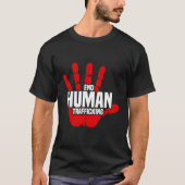 Beenden Sie den Menschenhandel mit rotem Handprint T-Shirt (Vorderseite)