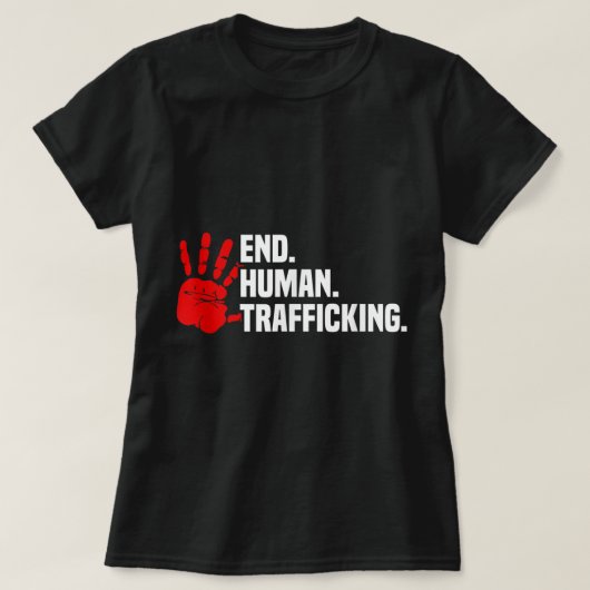 Beenden Sie den Menschenhandel mit rotem Handprint T-Shirt (Design vorne)