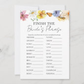Beenden Sie die Brides Phrase Brautparty Game Card Einladung (Vorderseite)